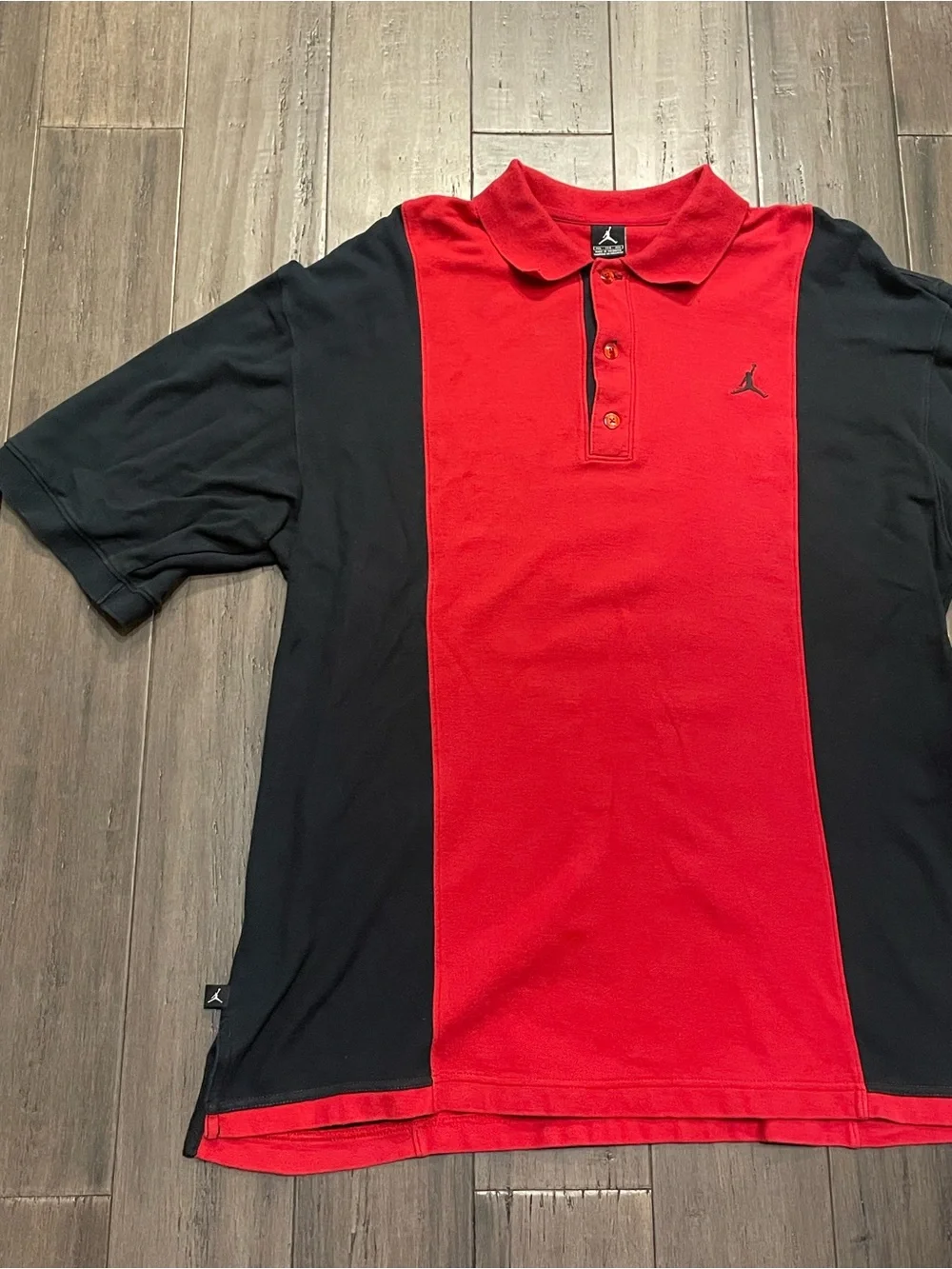 Jordan Jumpman XXL Red Black Colorblock Polo Shirt Vintage Y2K Basketball